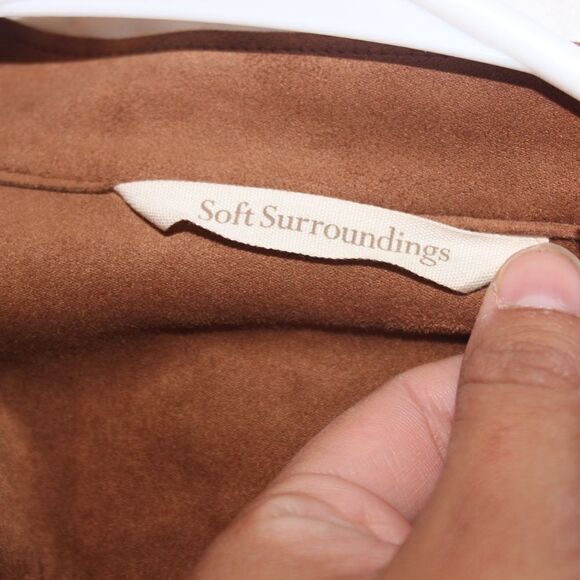 SOFT SURROUNDINGSShape Drape Suede Jacket cardigan  in Saddle Size large - Picture 5 of 9